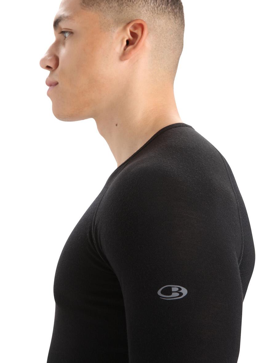 Icebreaker BodyfitZone™ Merino 150 Zone Long Sleeve Crewe Thermal Top Miesten Base Layers Mustat | FI 1363TCEV